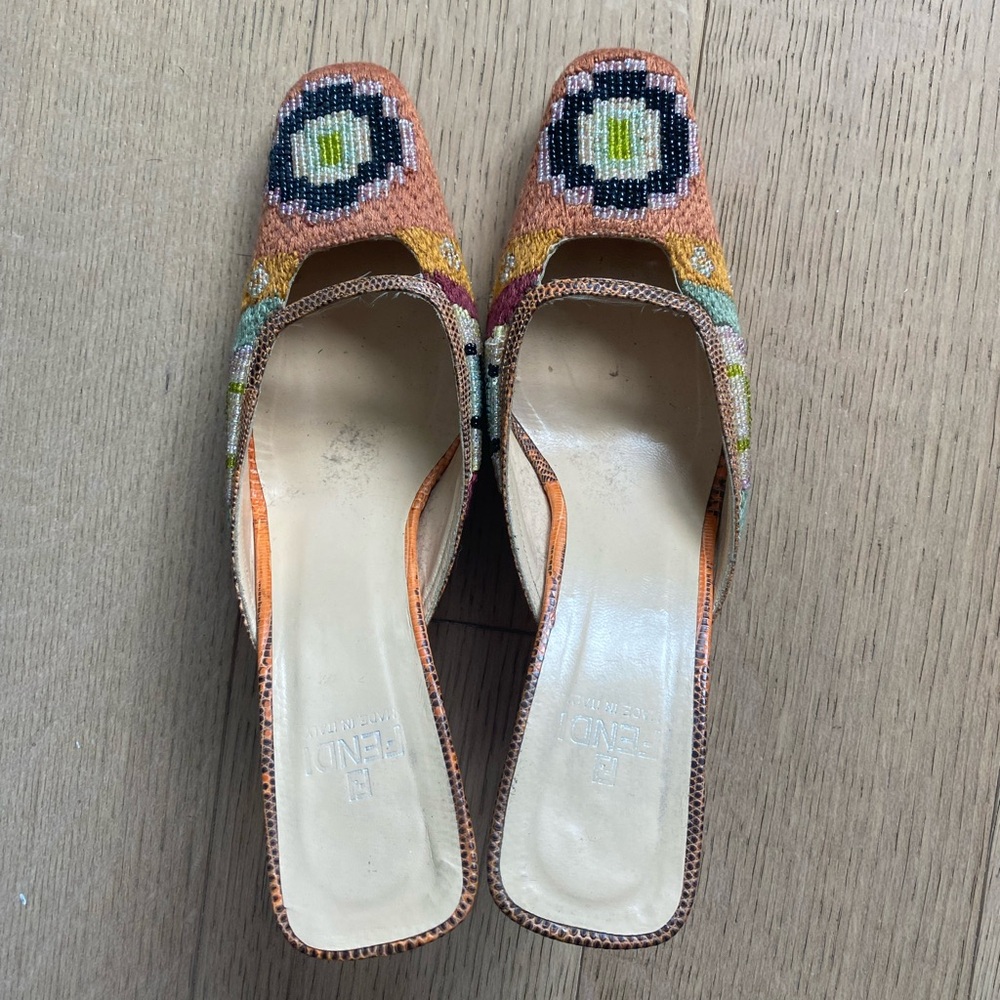 vintage fendi beaded heels size 7